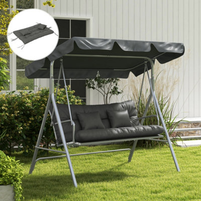 Outsunny Outdoor Back and Seat Cushion with Pillows, NO SWING, Light Grey