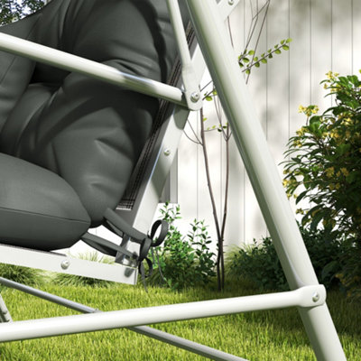 Outsunny Outdoor Back and Seat Cushion with Pillows, NO SWING, Light Grey