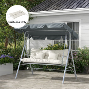 Outsunny Outdoor Back and Seat Cushion with Pillows, NO SWING, White