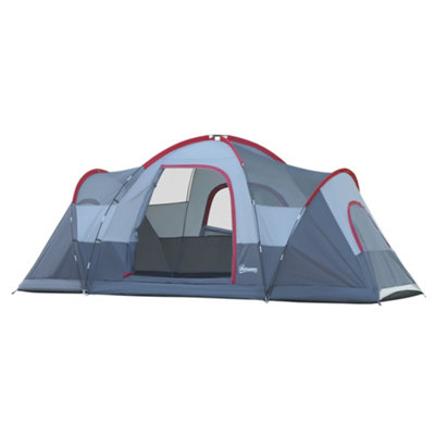 Outsunny Outdoor  Camping Tent For 5-6 with Bag, Fibreglass & Steel Frame, Grey