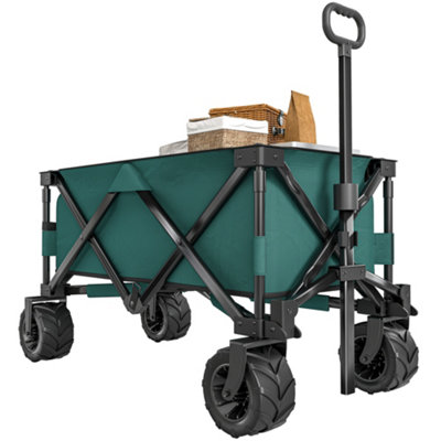 Outsunny Outdoor Cart Folding Cargo Wagon Trailer Beach w/ Telescopic Handle