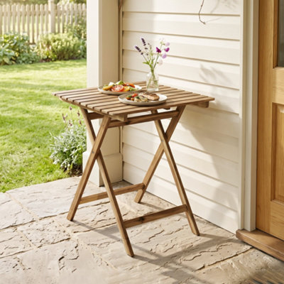 Outsunny Outdoor Coffee Table Foldable Wooden Garden Table Natural Wood