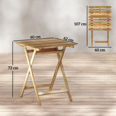 Outsunny Outdoor Coffee Table Foldable Wooden Garden Table Natural Wood
