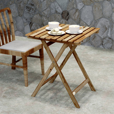 Outsunny Outdoor Coffee Table Foldable Wooden Garden Table Natural Wood