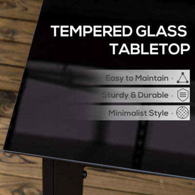 Outsunny Outdoor Dining Table for 6 Patio Table with Glass Tabletop Black - 4