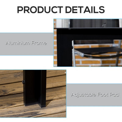 Outsunny Outdoor Dining Table for 6 Patio Table with Glass Tabletop Black - 5