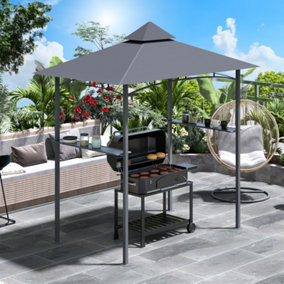 Outsunny Outdoor Double-tier BBQ Gazebo Shelter Grill Canopy Barbecue Tent