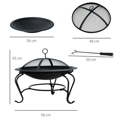 Outsunny Outdoor Fire Pit Wood Log Burning Heater Garden Stove Patio Brazier - 3
