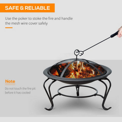 Outsunny Outdoor Fire Pit Wood Log Burning Heater Garden Stove Patio Brazier - 5