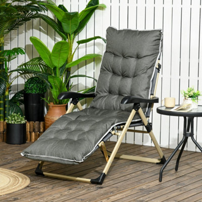 Outsunny Outdoor Folding Reclining Lounge Chair Adjustable Back and Footrest DIY at B Q