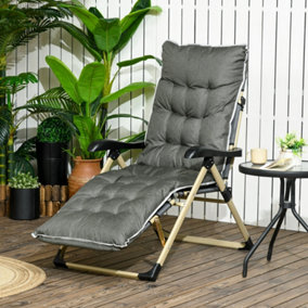 Outsunny Outdoor Folding Reclining Lounge Chair, Adjustable Back and Footrest