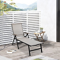 Outsunny Outdoor Folding Sun Lounger w/ Adjustable Backrest and Aluminium Brown
