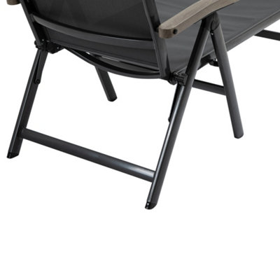 Outsunny Outdoor Folding Sun Lounger w/ Adjustable Backrest and Aluminium Grey - 9