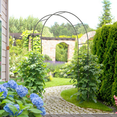 Outsunny Outdoor Garden Arch, Metal Garden Arbor for Climbing Plants