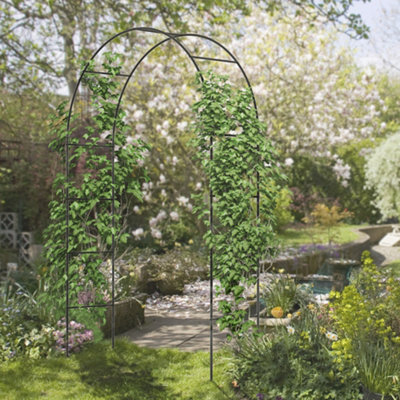 Outsunny Outdoor Garden Arch, Metal Garden Arbor for Climbing Plants