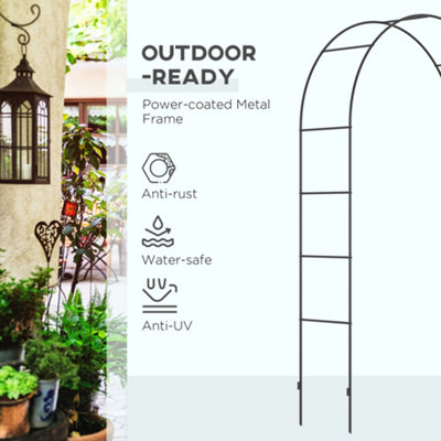 Outsunny Outdoor Garden Arch, Metal Garden Arbor for Climbing Plants