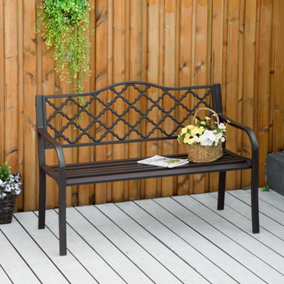 Outsunny  Outdoor Garden Bench 2 Seater Patio Porch Loveseat Chair Brown
