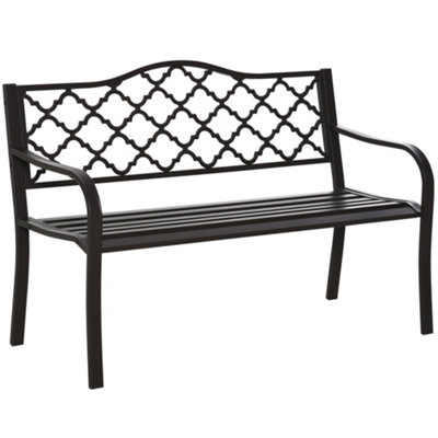 Outsunny  Outdoor Garden Bench 2 Seater Patio Porch Loveseat Chair Brown