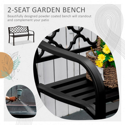 Outsunny  Outdoor Garden Bench 2 Seater Patio Porch Loveseat Chair Brown - 6