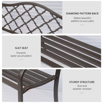 Outsunny  Outdoor Garden Bench 2 Seater Patio Porch Loveseat Chair Brown - 7
