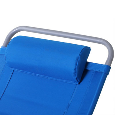 Outsunny Outdoor Garden Folding Chair  Armchair Reclining Seat w/Pillow Blue - 8