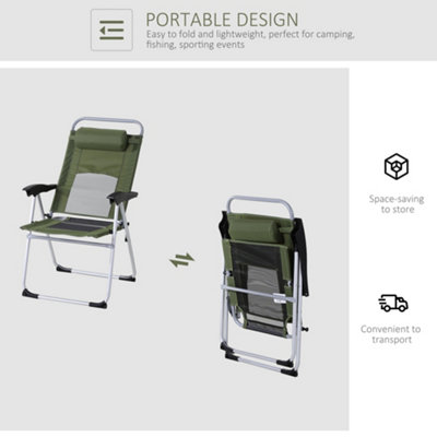 Outsunny Outdoor Garden Folding Chair  Armchair Reclining Seat w/Pillow Green