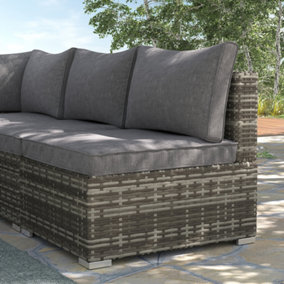 Outsunny Outdoor Garden Furniture Rattan Single Middle Sofa w/ Cushion Dark Grey