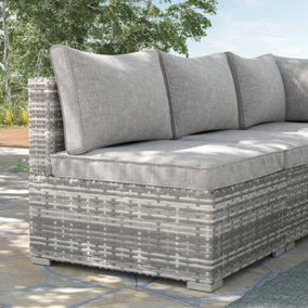 Outsunny Outdoor Garden Furniture Rattan Single Middle Sofa with Cushions Grey