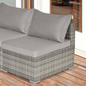 Outsunny Outdoor Garden Furniture Rattan Single Middle Sofa with Cushions Grey