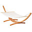 Outsunny Outdoor Garden Hammock Swing Hanging Bed Wooden Stand for Patio White