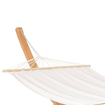 Outsunny Outdoor Garden Hammock Swing Hanging Bed Wooden Stand for Patio White - 9