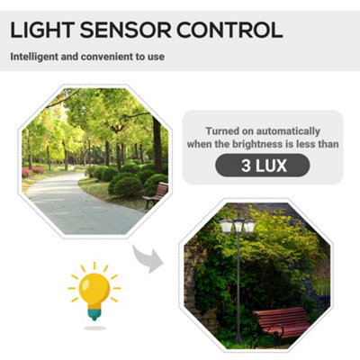 Outsunny Outdoor Garden Solar Light with Base Energy-efficient IP44 Dimmable - 4