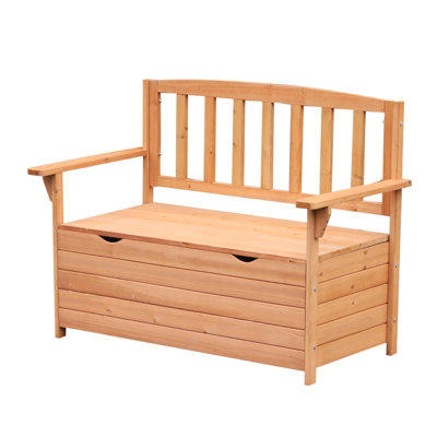 Outsunny Outdoor Garden Storage Bench Patio Box All Weather Fir Wood 112 x 84 cm