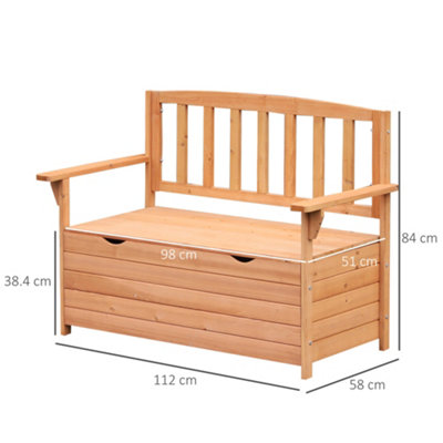 Outsunny Outdoor Garden Storage Bench Patio Box All Weather Fir Wood 112 x 84 cm - 3