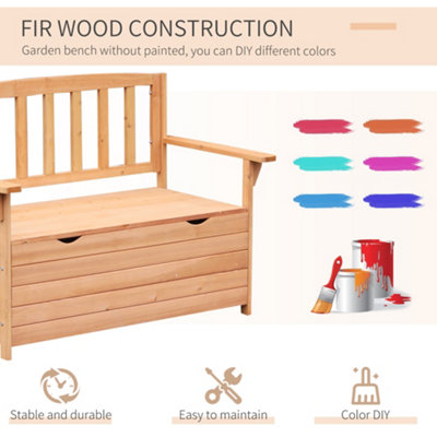 Outsunny Outdoor Garden Storage Bench Patio Box All Weather Fir Wood 112 x 84 cm - 5