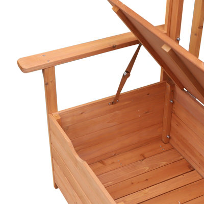 Outsunny Outdoor Garden Storage Bench Patio Box All Weather Fir Wood 112 x 84 cm - 9