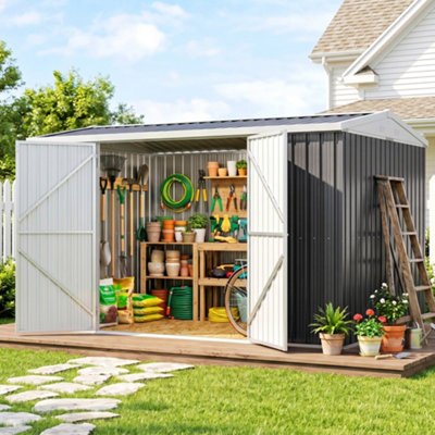 Outsunny Outdoor Garden Storage Shed Steel Tool Storage Box for ...