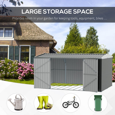 Outsunny Outdoor Garden Storage Shed Steel Tool Storage Box for ...