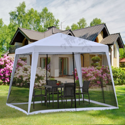 Outsunny Outdoor Gazebo Canopy Tent w/ Mesh Screen Walls