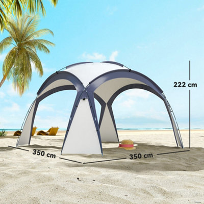Outsunny Outdoor Gazebo Event Dome Shelter Party Tent for Garden Cream and Blue - 3