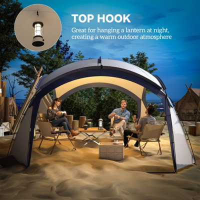 Outsunny Outdoor Gazebo Event Dome Shelter Party Tent for Garden Cream and Blue - 5
