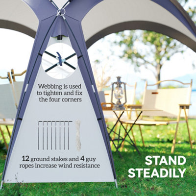 Outsunny Outdoor Gazebo Event Dome Shelter Party Tent for Garden Cream and Blue - 7