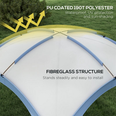 Outsunny Outdoor Gazebo Event Shelter Party Tent for Garden Light Blue - 4