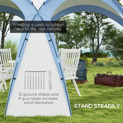 Outsunny Outdoor Gazebo Event Shelter Party Tent for Garden Light Blue - 7
