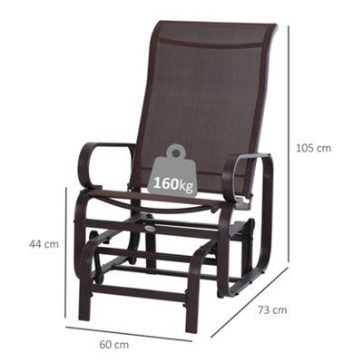 Outsunny Outdoor Gliding Rocking Chair w Metal Frame for Patio Backyard Brown