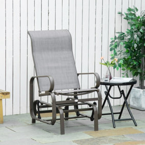 Outsunny Outdoor Gliding Rocking Chair w/ Metal Frame for Patio, Backyard, Grey