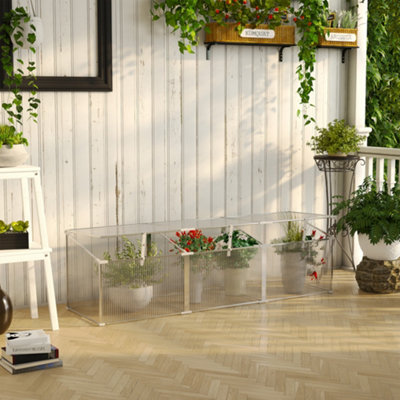 Outsunny Outdoor Greenhouse Polycarbonate Grow House Flower Vegetable Plants Raised Bed Garden Aluminium Cold