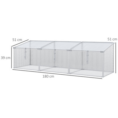 Outsunny Outdoor Greenhouse Polycarbonate Grow House Flower Vegetable Plants Raised Bed Garden Aluminium Cold - 3