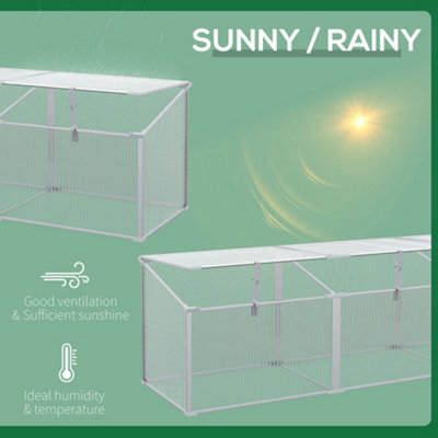 Outsunny Outdoor Greenhouse Polycarbonate Grow House Flower Vegetable Plants Raised Bed Garden Aluminium Cold - 6