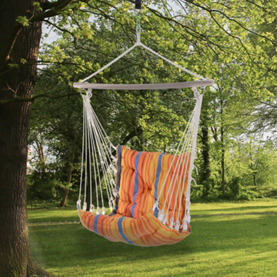 Outsunny Outdoor Hammock Cushioned Chair Patio Swing Seat Cotton Orange Yard DIY at B Q